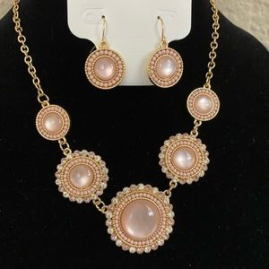 Pink necklace and earring combo